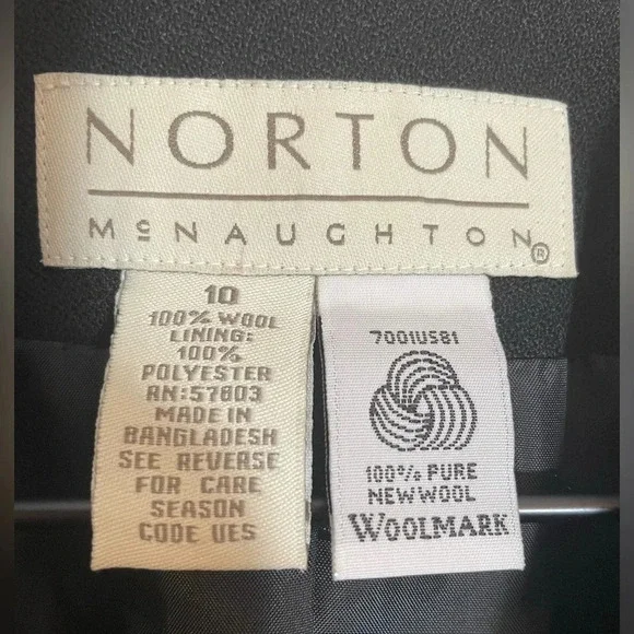 Vintage Norton McNaughton Womens Black Wool Blazer Jacket Size 10 - Picture 5 of 7